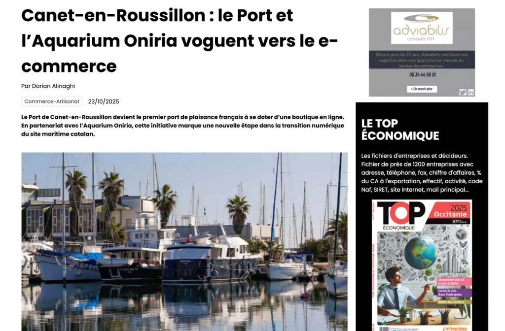 article boutique Sillages Oniria Port de canet
